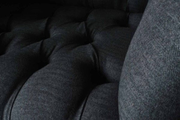 Couch Polster Sofa Textil Chesterfield Couchen 1,5 Sitzer Einsitzer Grau