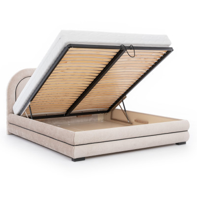 Exklusive Beige Schlafzimmer Garnitur Doppelbett Polster Nachttische