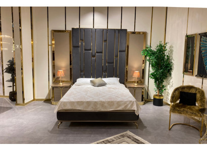 Schlafzimmer Set Bett 2x Nachttische luxuriös 3tlg Komplett Sets Betten