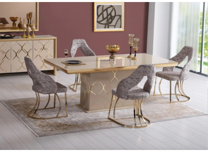 Luxus Esszimmer Set Esstisch 4x Stühle Tisch Esstische Essgruppe 5tlg