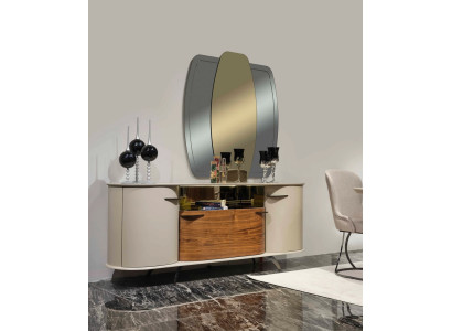 Designer Sideboard Spiegel Design Möbel Konsole Holz Kommode 2tlg.