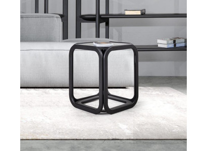 Eleganter Glas-Beistelltisch mit Holz gestell für stilvolle Akzente