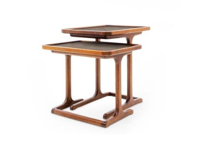 Moder 2x Beistelltische mit Holzplatte in braun Farbe Wohnzimmer neu