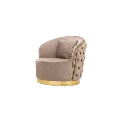 Wohnzimmer Designer Beiger Chesterfield Sessel Polster Möbel Luxus Design