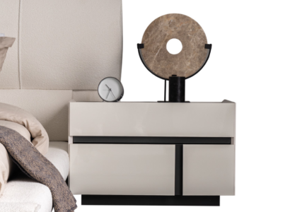 Weiß-Schwarzer Nachttisch Exklusive Schlafzimmer Nachtkonsole Holz Möbel
