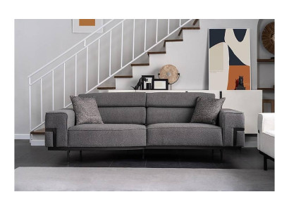 Moderner Grauer Polster Dreisitzer Komfortable Wohnzimmer Couch 3-Sitzer