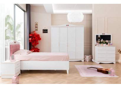 Moderne Weiße Kinderzimmer Möbel Luxus Garnitur Kinderbett Kommode 5tlg