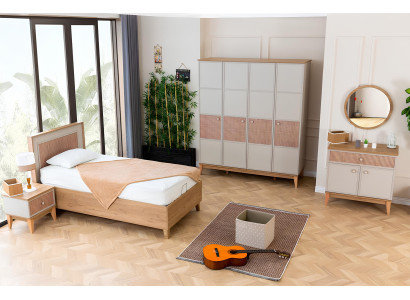 Vollständiges Kinderzimmer Set Designer Kinderbett Kleiderschrank Spiegel