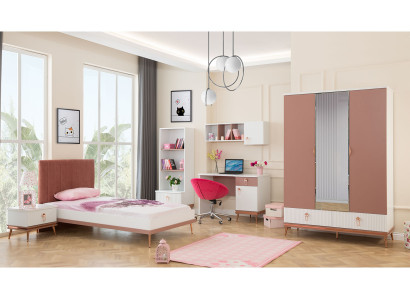 Stilvolle Mädchenzimmer Möbel Luxus Einzelbett Schrank Schreibtisch 6tlg
