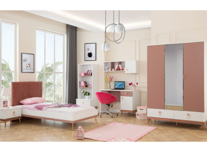 Stilvolle Mädchenzimmer Möbel Luxus Einzelbett Schrank Schreibtisch 6tlg