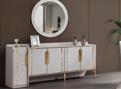 Anrichten Spiegel Weiße Holz Schubladenschrank stil möbel Sideboard Kommode