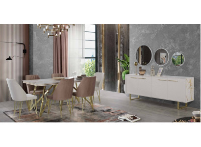 Exklusive Esszimmer Möbel Designer Edelstahl Garnitur Esstisch Stühle