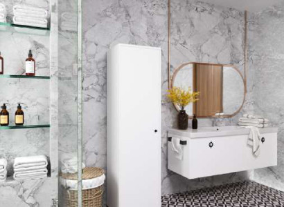 Badezimmer Badschrank Modern Design Mit Regalen Weiß Rechteckig Modern