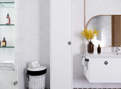 Badezimmerschrank Weiß Farbe Modern Luxus Rechteckig Badschrank Badezimmer