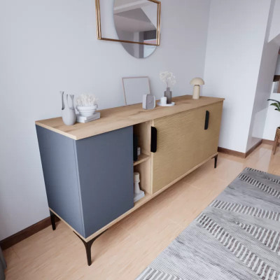 Braun Grau Helles Modern Rechteckig Sideboard Wohnzimmer Luxus Design