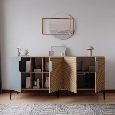 Braun Grau Helles Modern Rechteckig Sideboard Wohnzimmer Luxus Design