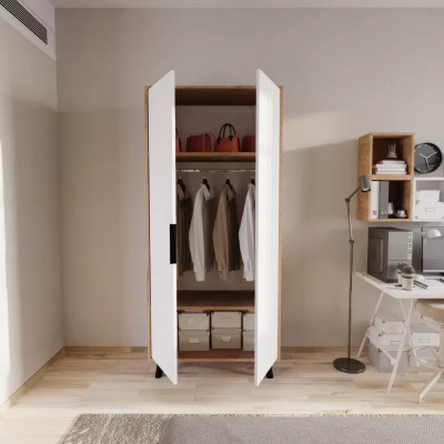 Schlafzimmer Kleiderschrank Modern Design Weiß Braun Zweifarbig Luxus