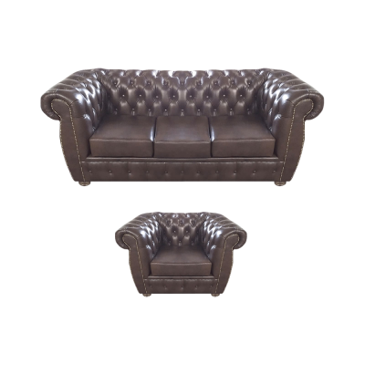 Braun Sofa Dreisitze Couch Chesterfield Leder Sessel Neu Möbel Sitz Wohnzimmer