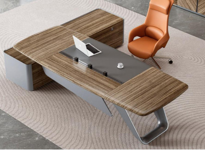 Grau-Brauner Schreibtisch Luxuriöse Bürotische Eckschreibtisch Holzmöbel