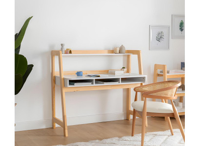 Weiß-Beiger Computertisch Robuster Bürotisch Ablagetisch Holz Möbel Neu