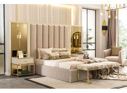 Luxus Schlafzimmer Set Bett mit Nachttischen Bank 4tlg. Einrichtung