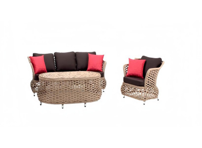 Gartenmöbel Sofa 3 Sitzer Sessel Robuste Garten Braun Garnitur Couchtisch