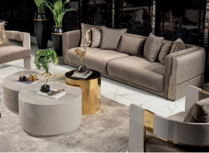 Sofa 3 Sitzer Couchtisch Luxus Wohnzimmer Design Moderne Stoff Erwachsene Neu