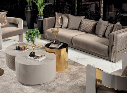 3tlg Sofa Sessel Couchtisch Wohnzimmer Einfarbig Design Moderne Stoff Luxus Neu