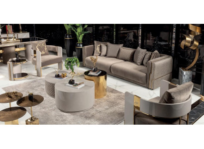 Set 4tlg Sofa 3 Sitzer Sessel Couchtisch Wohnzimmer Design Moderne Stoff Luxus