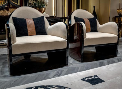 2x Sessel Wohnzimmer Modern Design Lehnsessel Holz 1-Sitzer Modern Polster Neu