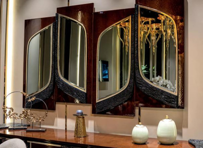 4x Spiegel Wohnzimmer Einfarbig Möbel Luxus Wandmontage Design Holz Modern Neu