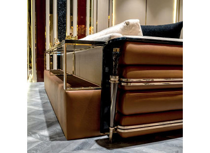 Sofa 3 Sitzer mit console Luxus Wohnzimmer Design Polster Moderne Stoff Möbel