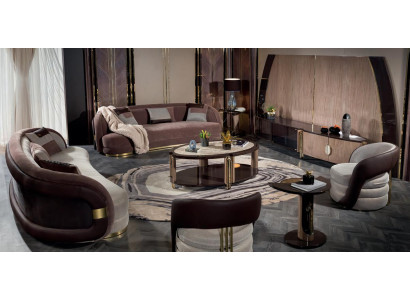 Set 6tlg Sofa Sessel Couchtisch TV Lowboard TV Unit Luxus Wohnzimmer Moderne Neu