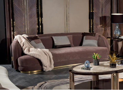 Sofa 3 Sitzer Braun Luxus Wohnzimmer Modern Einfarbig Polyester Mit Kissen Neu