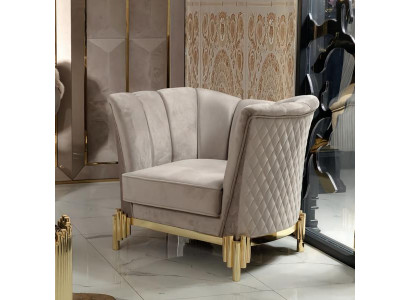 Sessel Modern Beige Wohnzimmer Jugendliche Erwachsene Holz 1-Sitzer Polster Neu