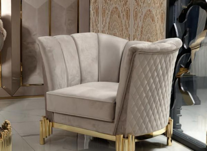 Sessel Modern Beige Wohnzimmer Jugendliche Erwachsene Holz 1-Sitzer Polster Neu