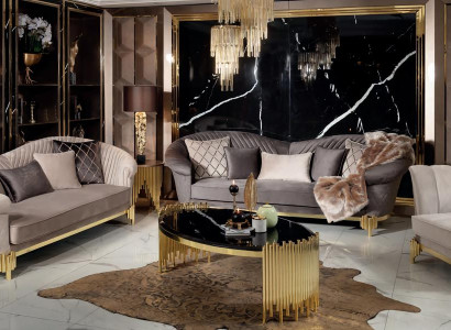 4tlg Sofa 3 Sitzer Wohnzimmer Sessel Couchtisch Modern Einfarbig Polyester Neu