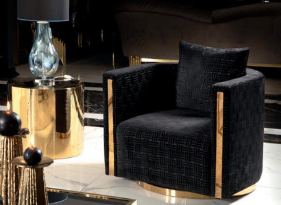 Sessel Gold Design Luxus Wohn Zimmer Möbel Erwachsene Holz 1-Sitzer Polster Neu