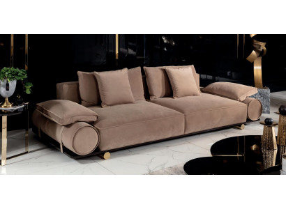 Sofa 3 Sitzer Luxus Beige Wohnzimmer Modern Einfarbig Polyester Mit Kissen Neu