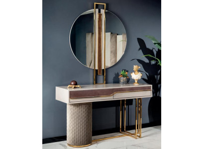 2tlg Kommode mit Spiegel Design Holz Beige Modern Schlafzimmer Jugendliche Neu