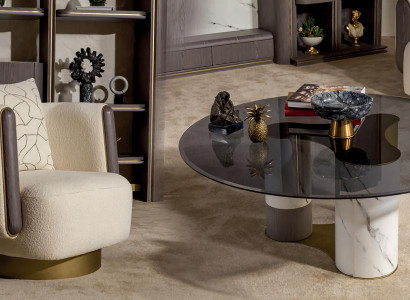 2tlg Sessel Couchtisch Wohnzimmer Luxus Beige Modern Einfarbig Polyester Neu