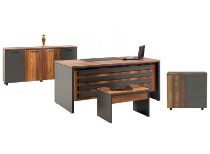 Büroeinrichtung Tisch Sideboard Couchtisch Kommode Holzmöbel Braun Grau