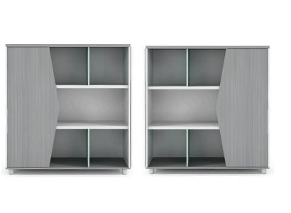 Grau Aktenschrank 2-teilig, Modern, Freistehend, 120x40x120 cm