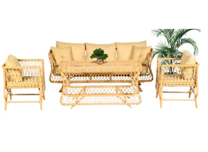 Garten Möbel Sofagarnitur Tisch Sessel Couchtisch Veranda Sitzgruppen Sofa 4tlg