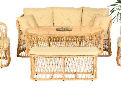 5tlg GartenMöbel Sofagarnitur Sofa Sessel Couchtisch Bank Modern Veranda Lux Neu