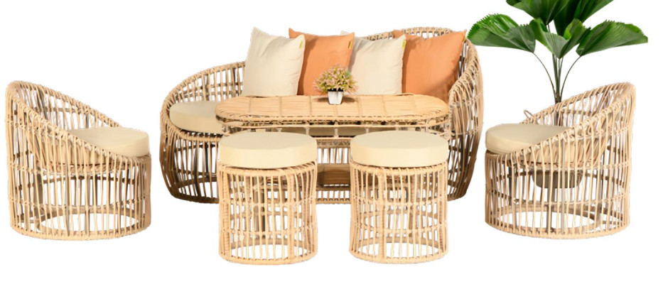 Gartenmöbel Sofagarnitur Tisch Hocker Sessel Veranda Sitzgruppen Esstisch Sofa