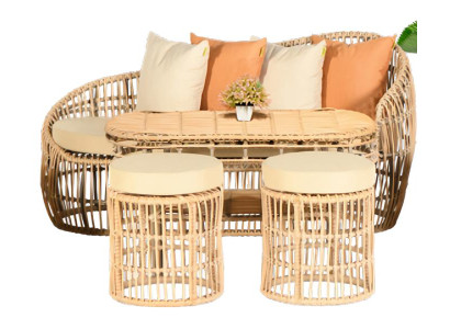 Gartenmöbel Sofagarnitur Sofa Couchtisch Sitzgruppen Veranda Hocker Modern 4tlg.