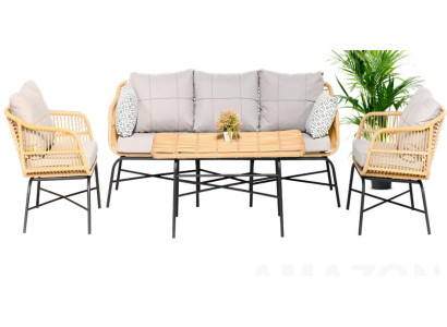 GartenMöbel Garten Sitzmöbel Sofagarnitur Dreisitzer Sofa Sessel Esstisch Set