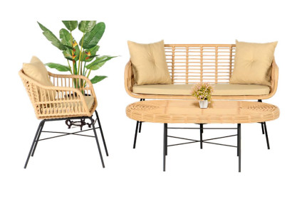 GartenMöbel Set 3tlg Möbel Sitzmöbel Sofagarnitur Terrasse Tisch Sofa Couchtisch