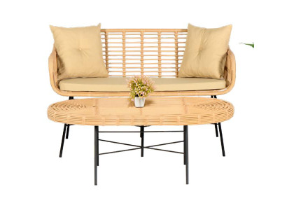 GartenMöbel  Sofa 2 Sitzer Couchtisch Sitzmöbel Sofagarnitur Terrasse Tisch Neu